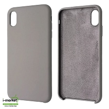 Чехол накладка Silicon Case для APPLE iPhone XS MAX, силикон, бархат, цвет серый