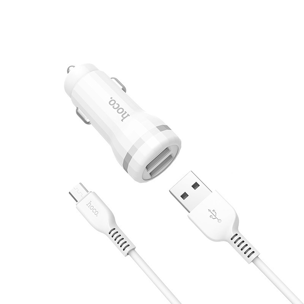 АЗУ (Автомобильное зарядное устройство) 2 порта USB, HOCO Z27 Staunch, с кабелем Micro USB X20, 1 метр, цвет белый АЗУ (Автомобильное зарядное устройство) 2 порта USB, HOCO Z27 Staunch, с кабелем Micro USB X20, 1 метр, цвет белый