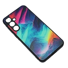 Чехол накладка для SAMSUNG Galaxy A55, пластик, силикон, защита камеры, рисунок Северное сияние