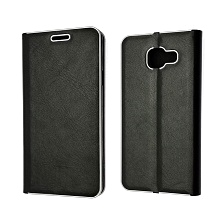Чехол книжка NEW CASE для SAMSUNG Galaxy A3 2016 (SM-A310), экокожа, визитница, цвет черный.
