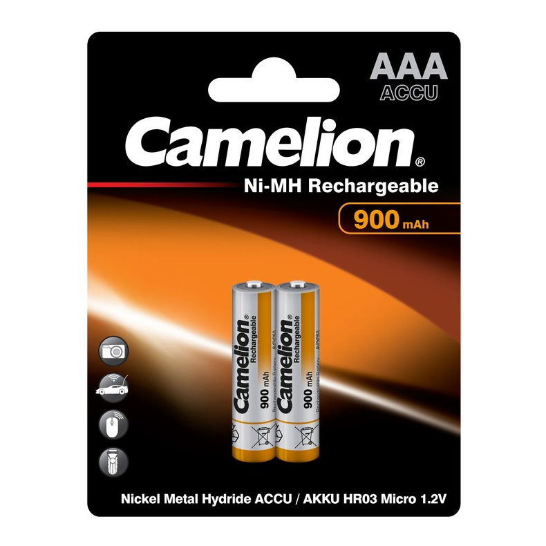 Аккумулятор перезаряжаемый CAMELION HR03 BL2 NI-MN, 900mAh, 1.2V