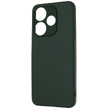 Чехол накладка для XIAOMI Redmi 13, POCO M6 4G, защита камеры, силикон, карбон, цвет темно зеленый