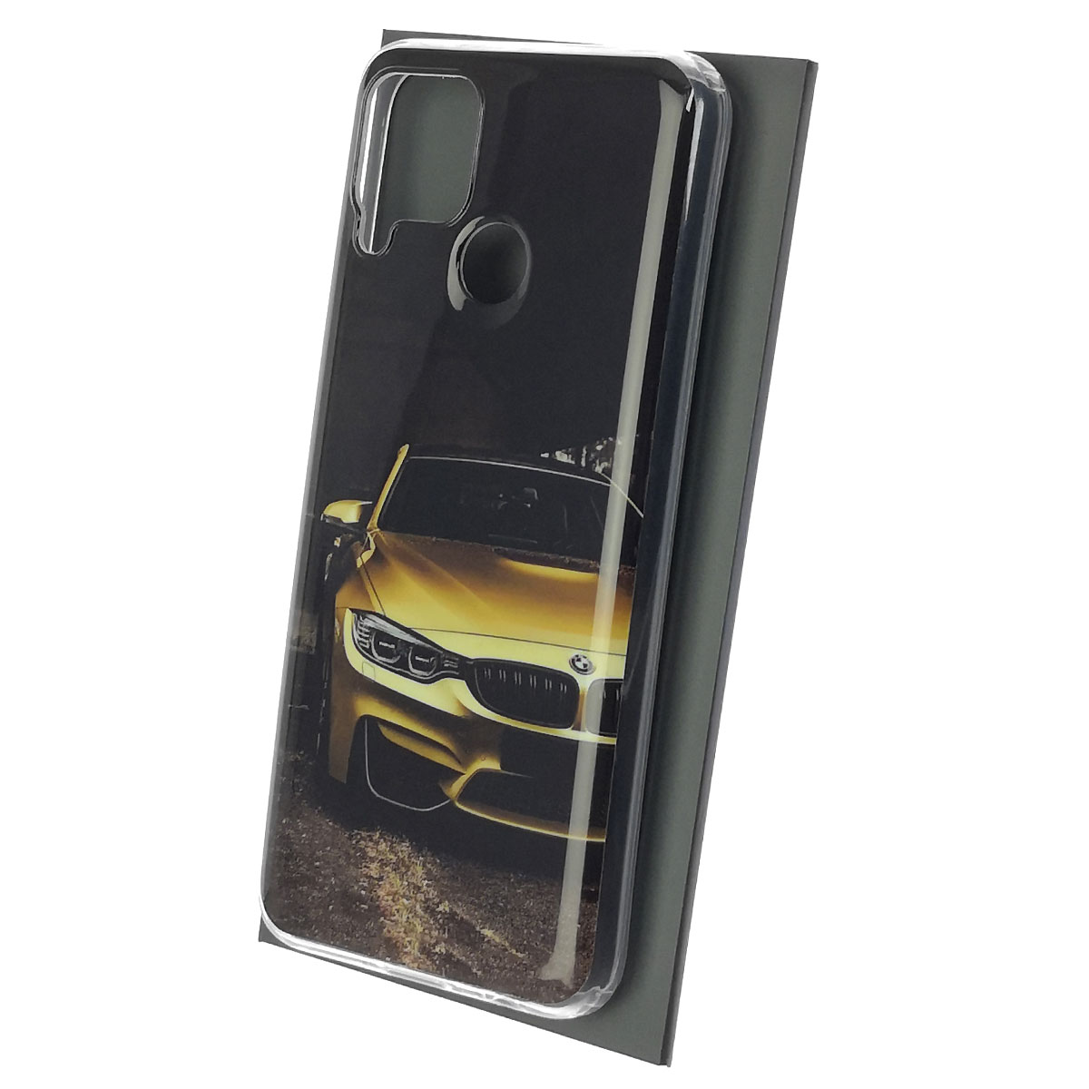 Чехол накладка для Realme C15, силикон, рисунок БМВ золотистый Чехол накладка для Realme C15, силикон, рисунок БМВ золотистый