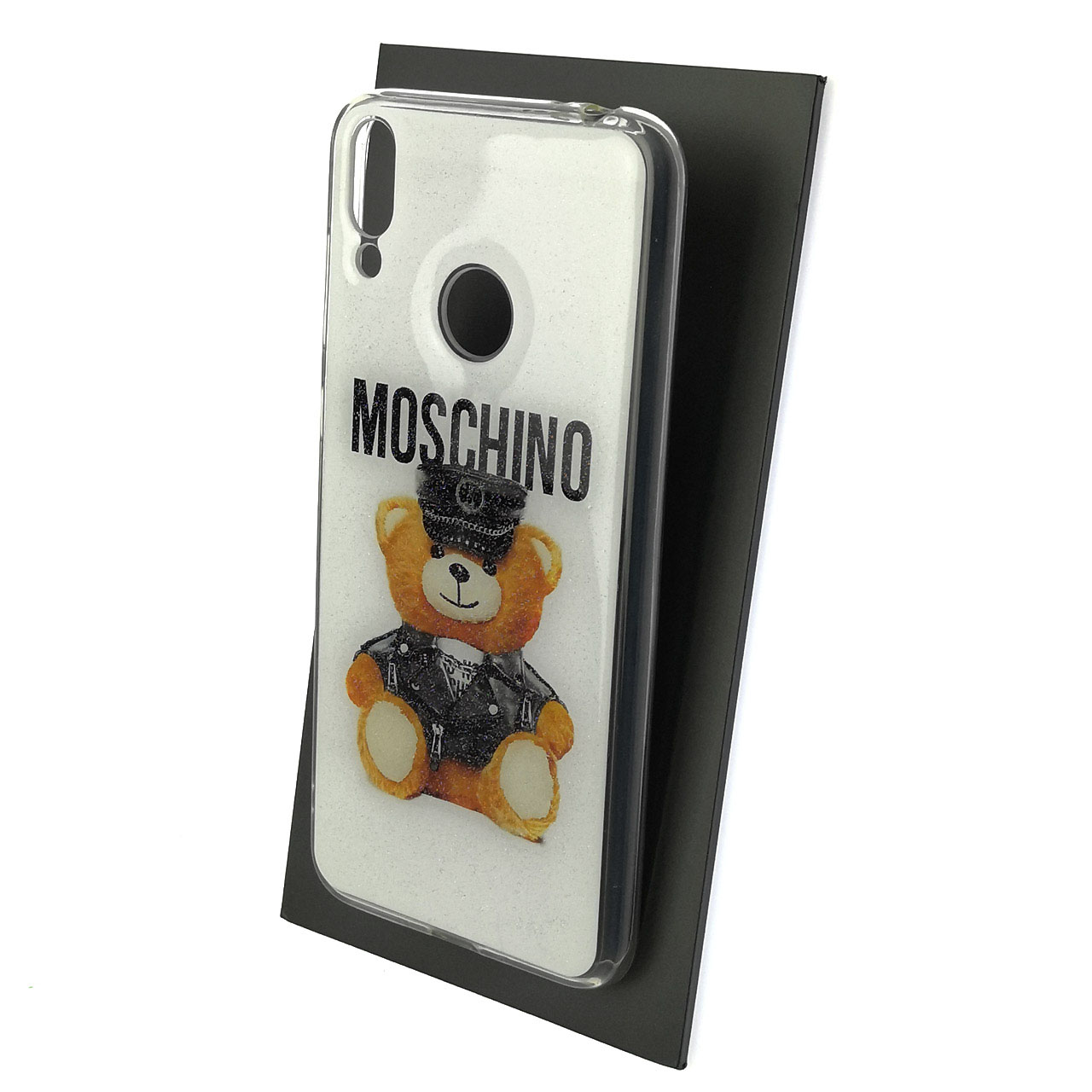 Чехол накладка для HUAWEI Honor 8C, силикон, блестки, рисунок MOSCHINO медвежонок Чехол накладка для HUAWEI Honor 8C, силикон, блестки, рисунок MOSCHINO медвежонок