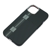 Чехол накладка MOSBROS с поддержкой MagSafe для APPLE iPhone 15, пластик, карбон, рисунок, цвет черно серый Чехол накладка MOSBROS с поддержкой MagSafe для APPLE iPhone 15, пластик, карбон, рисунок, цвет черно серый