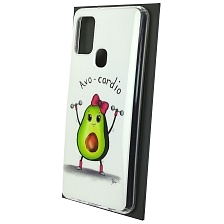 Чехол накладка Vinil для SAMSUNG Galaxy A21s (SM-A217), силикон, рисунок Avo cardio, цвет белый