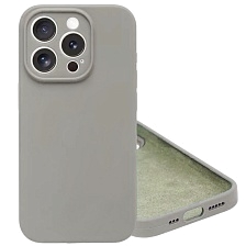 Чехол накладка Silicone Case для APPLE iPhone 15 Pro, защита камеры, силикон, бархат, цвет светло серый