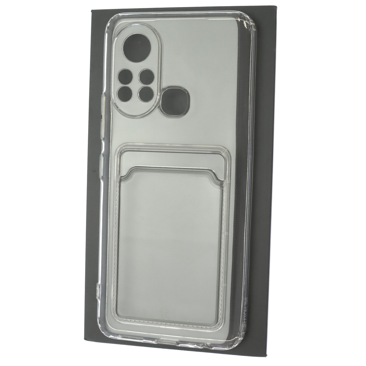 Чехол накладка CARD CASE для INFINIX HOT 11S, силикон, отдел для карт, цвет прозрачный Чехол накладка CARD CASE для INFINIX HOT 11S, силикон, отдел для карт, цвет прозрачный