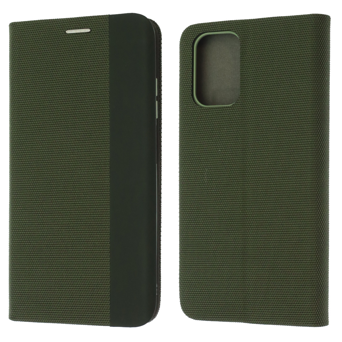 Чехол книжка MESH для XIAOMI Redmi Note 10, Redmi Note 10S, POCO M5s, текстиль, силикон, бархат, визитница, цвет зеленый