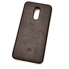 Чехол накладка для XIAOMI Redmi 5 Plus, силикон, ткань, экокожа, цвет черный