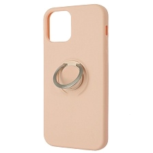 Чехол накладка RING для APPLE iPhone 12 (6.1"), iPhone 12 Pro (6.1"), силикон, кольцо держатель, цвет розовый песок Чехол накладка RING для APPLE iPhone 12 (6.1"), iPhone 12 Pro (6.1"), силикон, кольцо держатель, цвет розовый песок