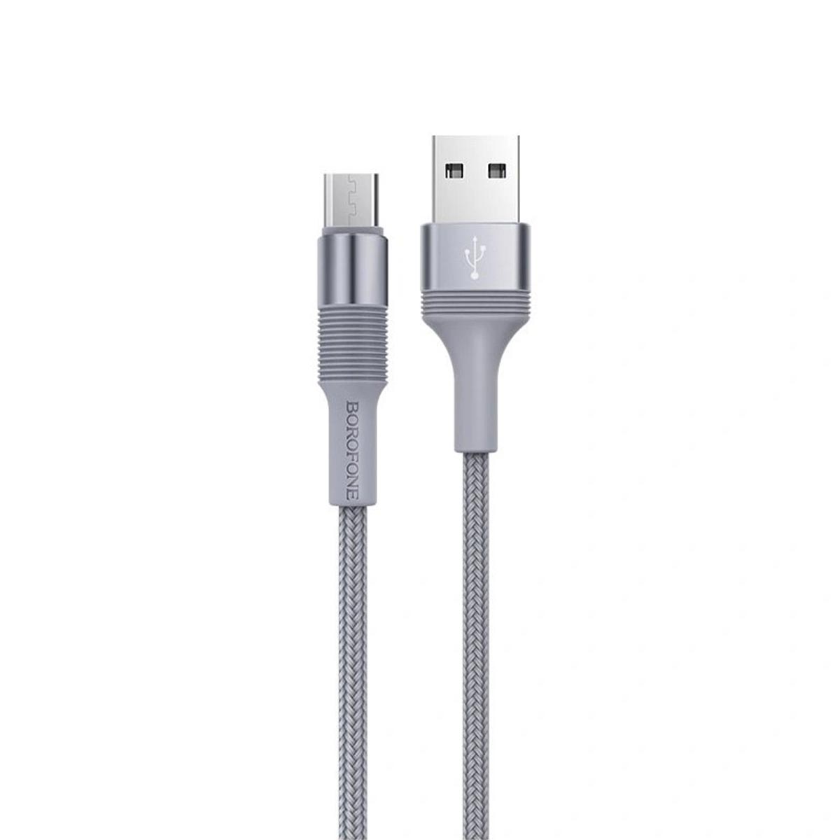 Кабель BOROFONE BX21 Outstanding Micro USB, 2.4A, длина 1 метр, силикон, нейлоновое армирование, цвет серый Кабель BOROFONE BX21 Outstanding Micro USB, 2.4A, длина 1 метр, силикон, нейлоновое армирование, цвет серый