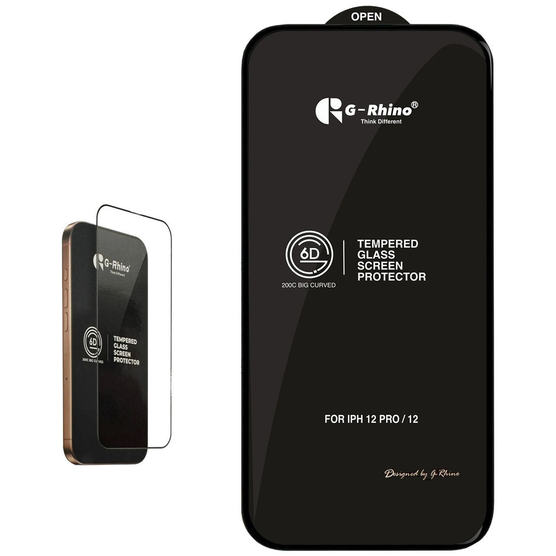 Защитное стекло 6D G-Rhino 200C для APPLE iPhone 12 (6.1"), iPhone 12 Pro (6.1"), цвет окантовки черный
