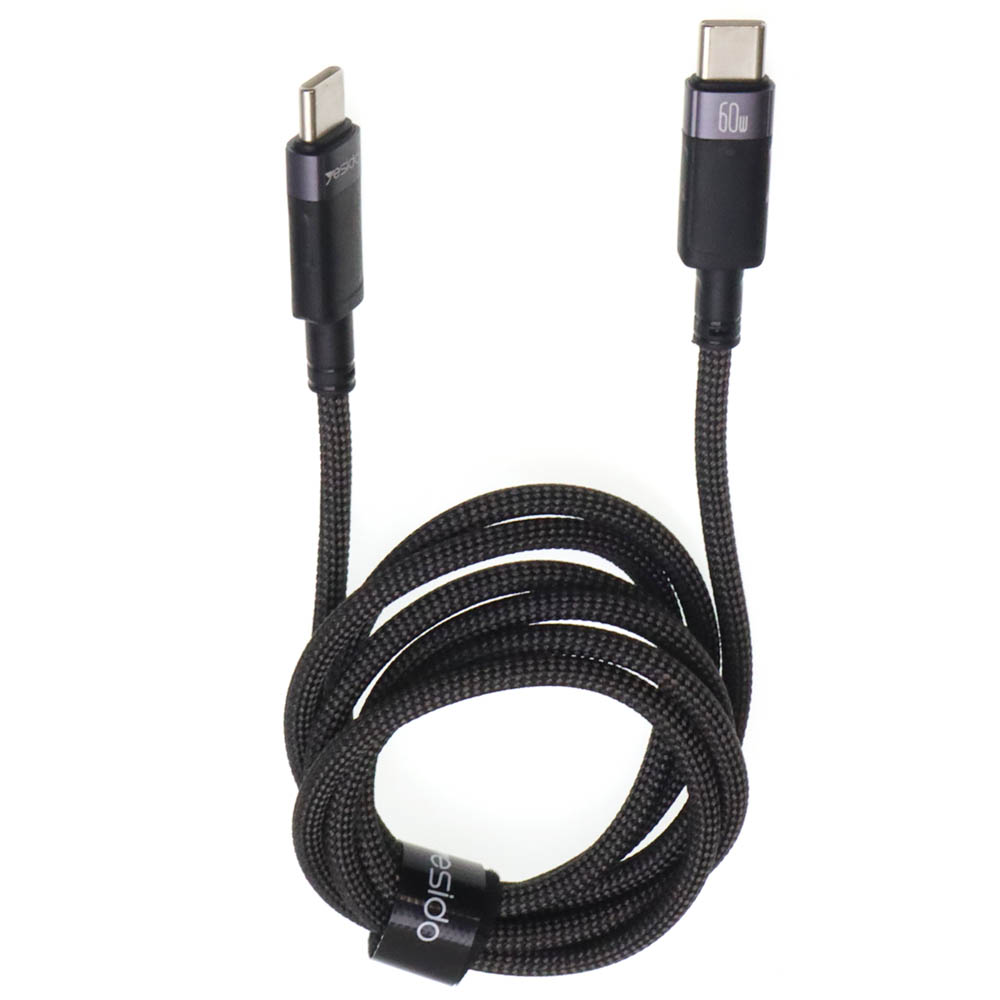 Кабель YESIDO CA160 USB Type C на USB Type C, 60W, длина 1.2 метра, цвет черный