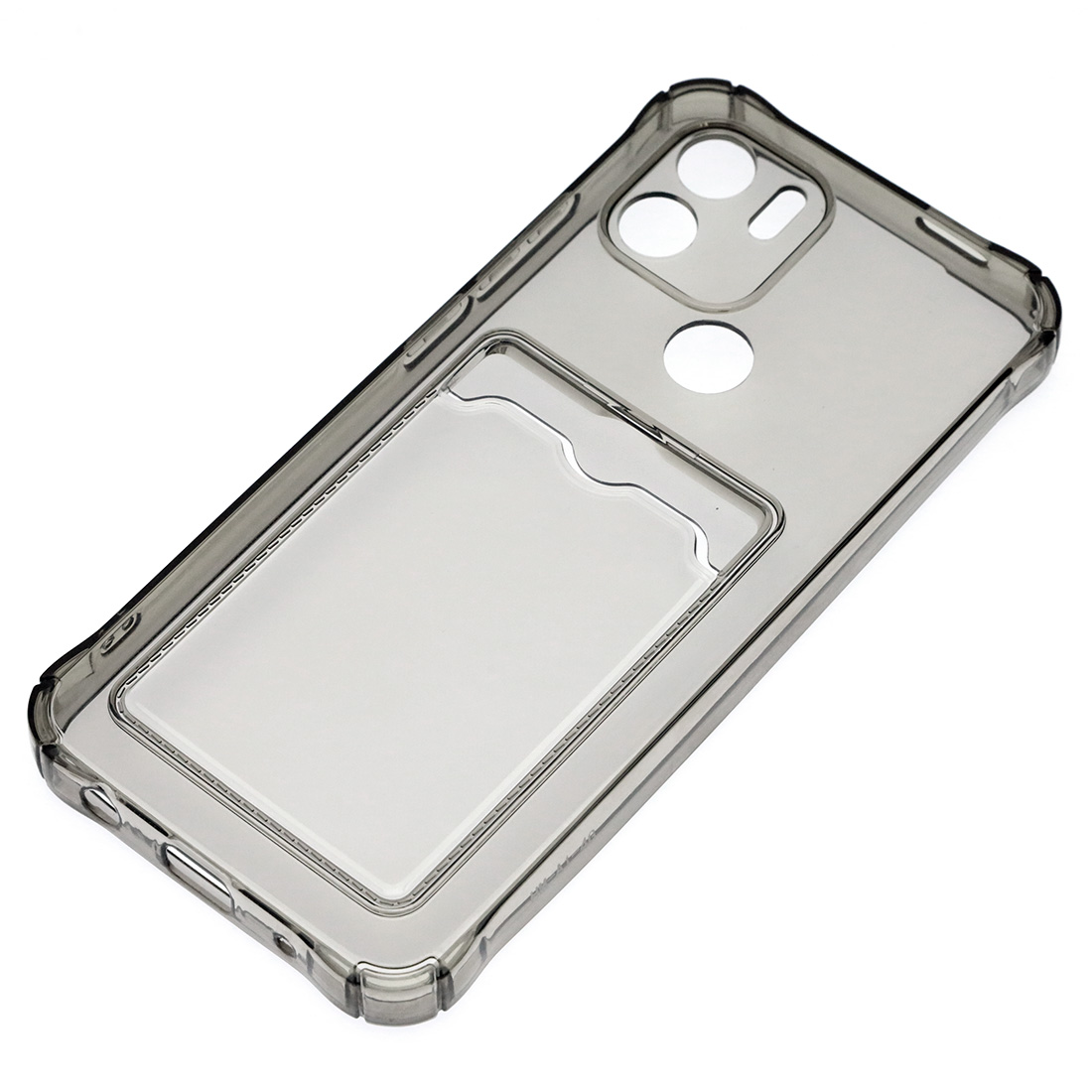 Чехол накладка CARD CASE для Redmi A1 Plus, Redmi A2 Plus, POCO C51, защита камеры, силикон, отдел для карт, цвет прозрачно черный Чехол накладка CARD CASE для Redmi A1 Plus, Redmi A2 Plus, POCO C51, защита камеры, силикон, отдел для карт, цвет прозрачно черный