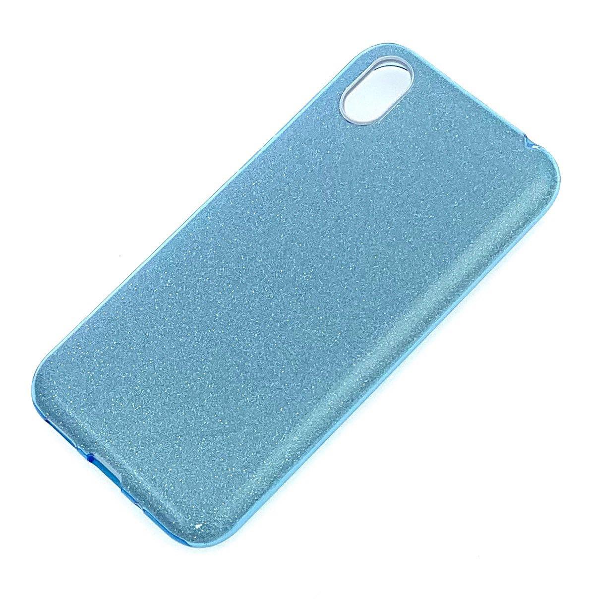 Чехол накладка Shine для HUAWEI Y5 2019, силикон, блестки, цвет голубой. Чехол накладка Shine для HUAWEI Y5 2019, силикон, блестки, цвет голубой.