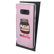 Чехол накладка для SAMSUNG Galaxy S10e (SM-G970), силикон, глянцевый, блестки, рисунок Nutella Чехол накладка для SAMSUNG Galaxy S10e (SM-G970), силикон, глянцевый, блестки, рисунок Nutella