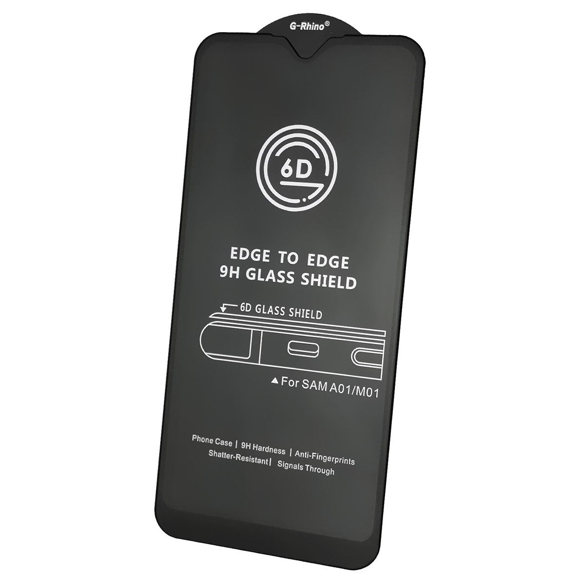 Защитное стекло 6D G-Rhino для SAMSUNG Galaxy A01 (SM-A015), M01 (SM-M015), цвет окантовки черный | РЕТРО