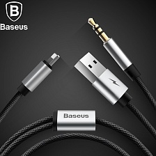 Переходник адаптер Baseus USB + 3.5 AUX Audio L34 цвет чёрный/серебристый. Переходник адаптер Baseus USB + 3.5 AUX Audio L34 цвет чёрный/серебристый.