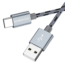 Кабель BOROFONE BX24 Ring current USB Type-C, 3A, длина 1 метр, нейлоновая оплетка, цвет металлический серый Кабель BOROFONE BX24 Ring current USB Type-C, 3A, длина 1 метр, нейлоновая оплетка, цвет металлический серый