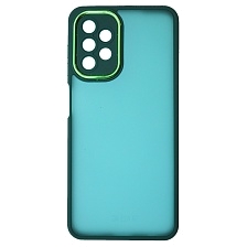 Чехол накладка KING для SAMSUNG Galaxy A13 4G, силикон, пластик, защита камеры, цвет окантовки темно зеленый Чехол накладка KING для SAMSUNG Galaxy A13 4G, силикон, пластик, защита камеры, цвет окантовки темно зеленый