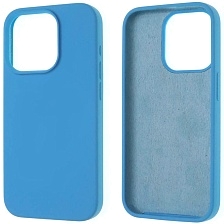 Чехол накладка Silicon Case для APPLE iPhone 15 Pro (6.1"), силикон, бархат, цвет голубой