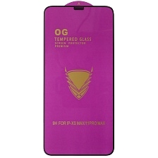 Защитное стекло 9H OG для APPLE iPhone XS MAX, iPhone 11 Pro MAX, с сеточкой на динамике, цвет окантовки черный