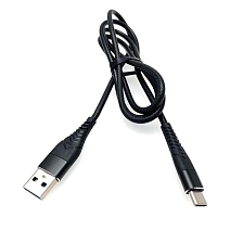 Кабель USB на Type-C, силиконовый, длина 1 метр, цвет черный