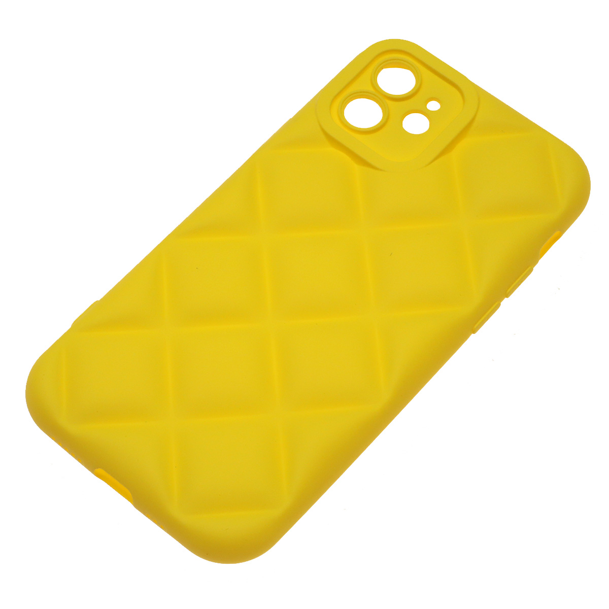 Чехол накладка для APPLE iPhone 12 (6.1"), силикон, 3D ромб, цвет желтый Чехол накладка для APPLE iPhone 12 (6.1"), силикон, 3D ромб, цвет желтый