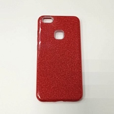 Чехол накладка для HUAWEI Honor P10 Lite, силикон, блестки, цвет красный