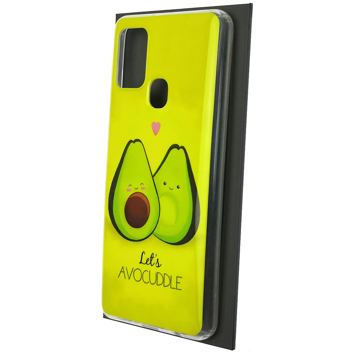 Чехол накладка Vinil для SAMSUNG Galaxy A21s (SM-A217), силикон, рисунок Avocuddle lets, цвет желтый