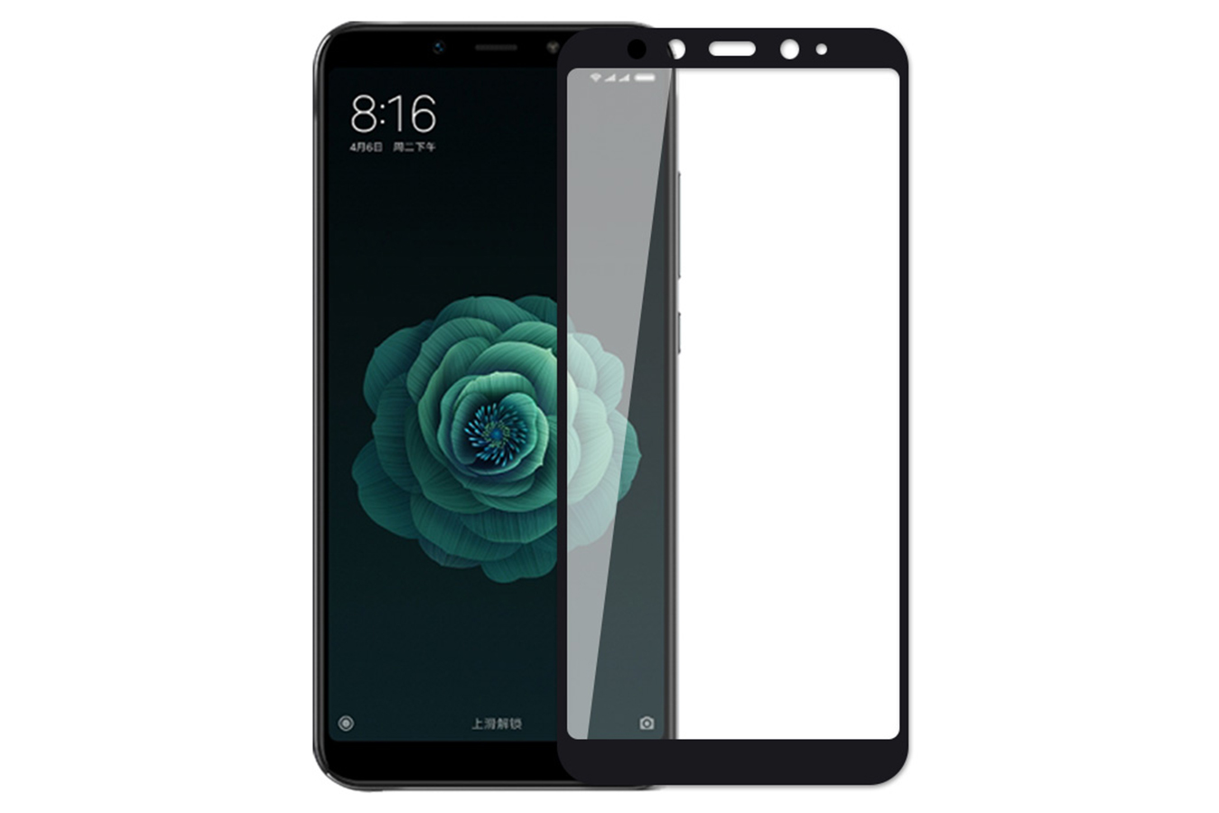 Стекло защитное "4D/5D" для Xiaomi Mi A2/Mi 6X, цвет окантовки черный.