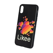 Чехол накладка для APPLE iPhone X, iPhone XS, силикон, рисунок Likee Black. Чехол накладка для APPLE iPhone X, iPhone XS, силикон, рисунок Likee Black.