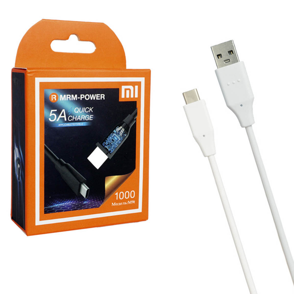 Кабель MRM MR9t, Type C, 5A, длина 1 метр, силикон, цвет белый