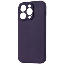 Чехол накладка для APPLE iPhone 15 Pro, силикон, карбон, цвет темно фиолетовый