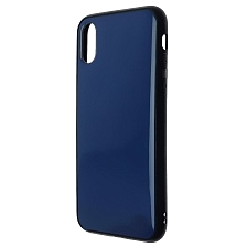 Чехол накладка для APPLE iPhone X, iPhone XS, силикон, глянцевый, с лого, цвет синий Чехол накладка для APPLE iPhone X, iPhone XS, силикон, глянцевый, с лого, цвет синий