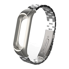 Ремешок для Xiaomi Mi Band 3, 4, металл, цвет серебристый. Ремешок для Xiaomi Mi Band 3, 4, металл, цвет серебристый.