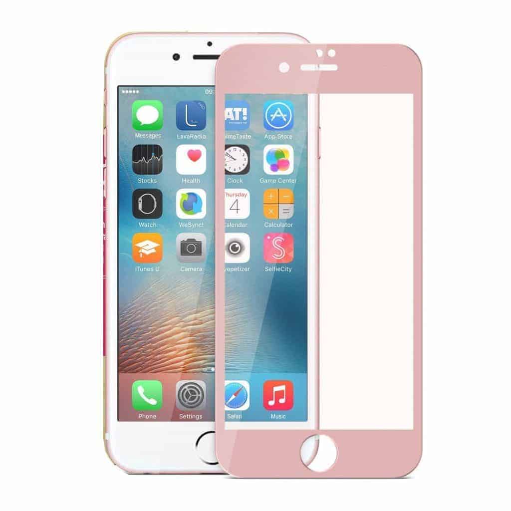 Защитное стекло для iPhone 7 Tempered Glass 3D розовое (ударопрочное).
