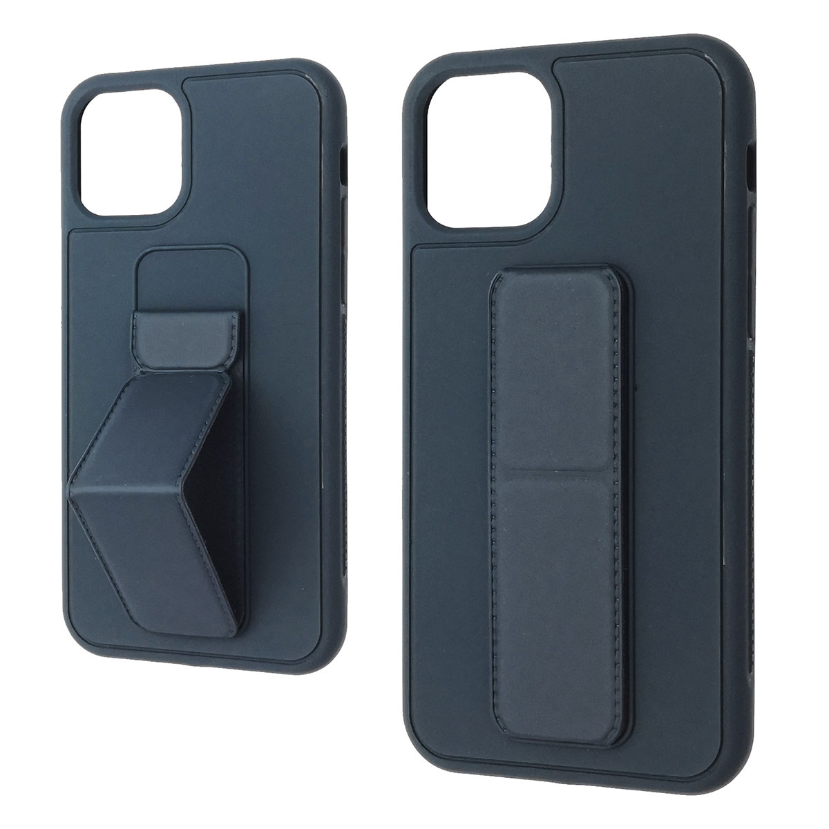 Чехол накладка STAND для APPLE iPhone 11 Pro, подставка, магнит, экокожа, цвет темно синий