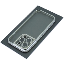 Чехол накладка для APPLE iPhone 14 Pro, силикон, стразы, защита камеры, цвет окантовки серебристый Чехол накладка для APPLE iPhone 14 Pro, силикон, стразы, защита камеры, цвет окантовки серебристый