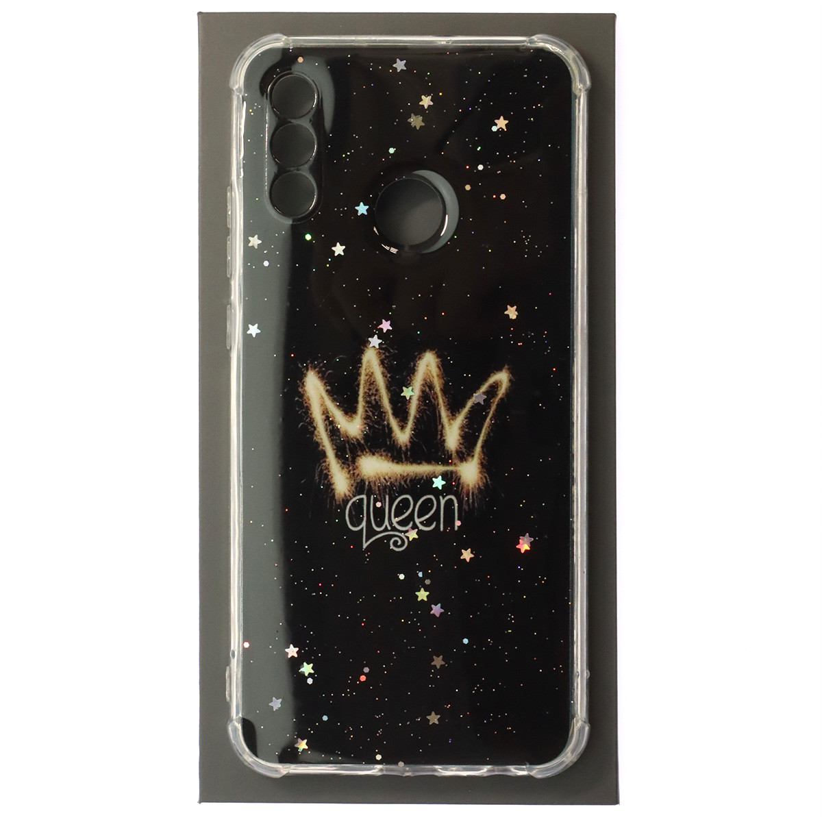 Чехол накладка для HUAWEI P Smart 2019, Honor 10 Lite, силикон, глянцевый, блестки, рисунок Queen