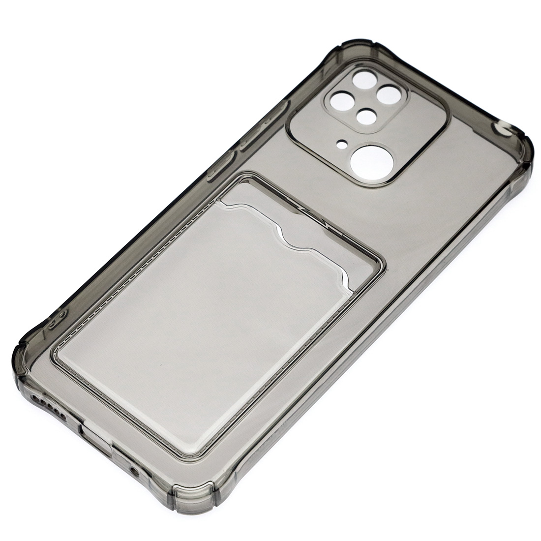 Чехол накладка CARD CASE для XIAOMI Redmi 10C, XIAOMI POCO C40, силикон, защита камеры, отдел для карт, цвет прозрачно черный Чехол накладка CARD CASE для XIAOMI Redmi 10C, XIAOMI POCO C40, силикон, защита камеры, отдел для карт, цвет прозрачно черный
