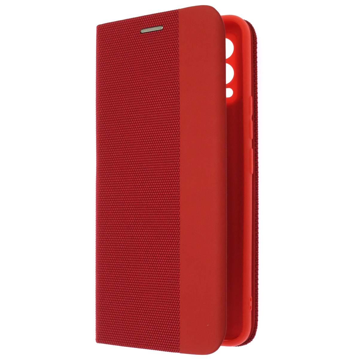 Чехол книжка MESH для Realme 8, Realme 8 Pro, текстиль, силикон, бархат, визитница, цвет красный