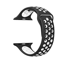 Ремешок для Apple Watch спортивный "Nike", размер 40 mm, цвет чёрный - белый. Ремешок для Apple Watch спортивный "Nike", размер 40 mm, цвет чёрный - белый.