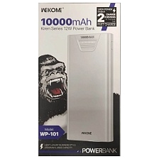 Внешний портативный аккумулятор, WEKOME Kiren Series WP-101, 10000 mAh, цвет белый Внешний портативный аккумулятор, WEKOME Kiren Series WP-101, 10000 mAh, цвет белый