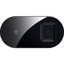 Беспроводная зарядка BASEUS WXJK-01 Simple 2in1 для телефона и Apple Pods быстрая, цвет черный (распродажа -50%)