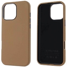 Чехол накладка для APPLE iPhone 16 Pro Max (6.9"), силикон, пластик, текстура кожи, бархат, цвет коричневый Чехол накладка для APPLE iPhone 16 Pro Max (6.9"), силикон, пластик, текстура кожи, бархат, цвет коричневый