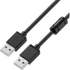 Кабель USB 2.0 AM-AM, с ферритовым кольцом, длина 1.5 метра, цвет черный