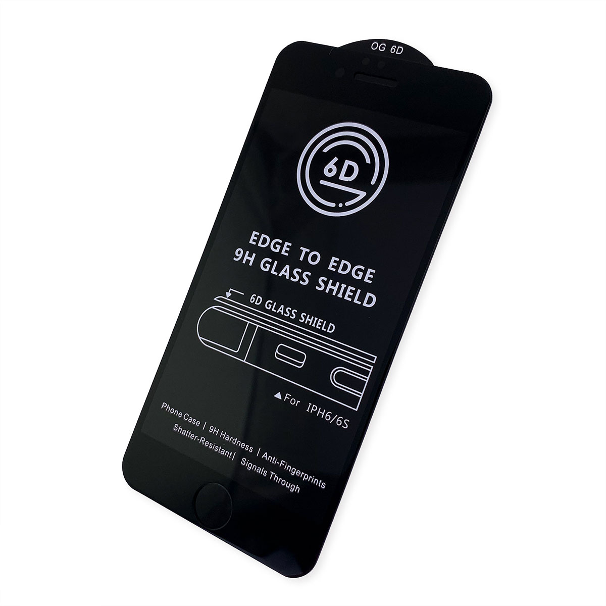 Защитное стекло 6D G-Rhino для APPLE iPhone 6, 6G, 6S, цвет окантовки черный.