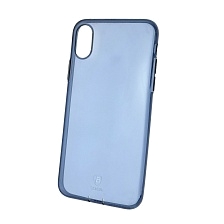 Чехол накладка BASEUS Pluggy для APPLE iPhone X, силикон, цвет прозрачно синий.